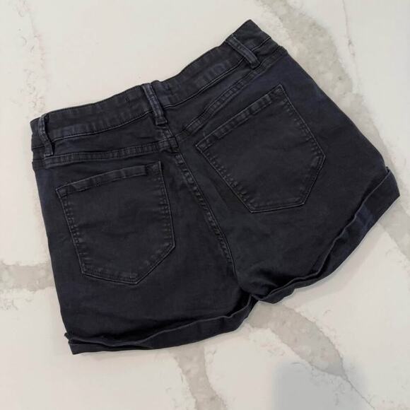 KanCan Black Denim Distressed Jean Shorts High Rise Cuffed Pockets Women's 28 - Picture 4 of 7